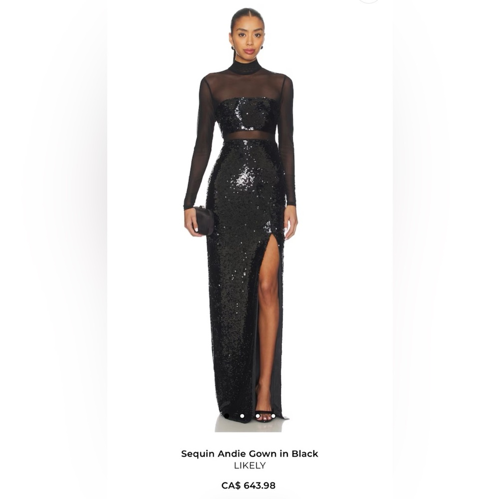 LIKELY Sequin Andie Gown in Black SIZE 0/XS